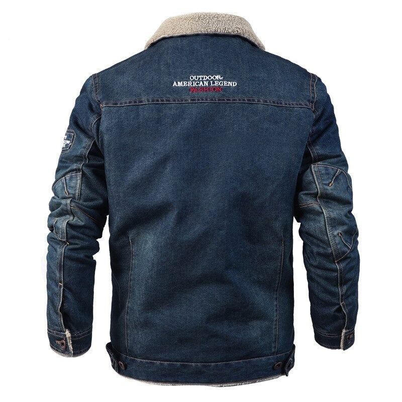 Winter-jeansjacke Für Herren Wollfutter Warme Herrenjacken Und -mäntel Oberbekleidung Windjacke Kleidung - Dunkelblau