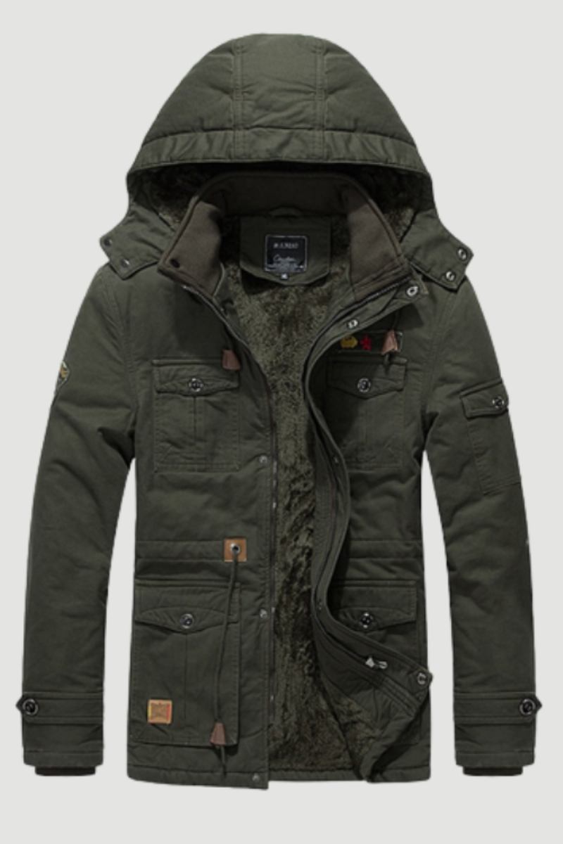 Winter-militär-thermojacke Für Herren Lässig Dick Warm Armee-piloten-parkas Mäntel Mehrere Taschen Oberbekleidung Fleece Bomberjacke Mit Kapuze