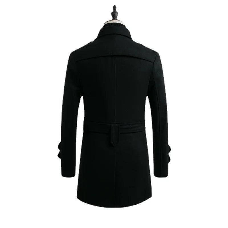 Winter-trenchcoat Für Herren Zweireihig Mittellang Schalkragen Baumwollgefüttert Dick Warm Wollmantel Für Männer - Grau