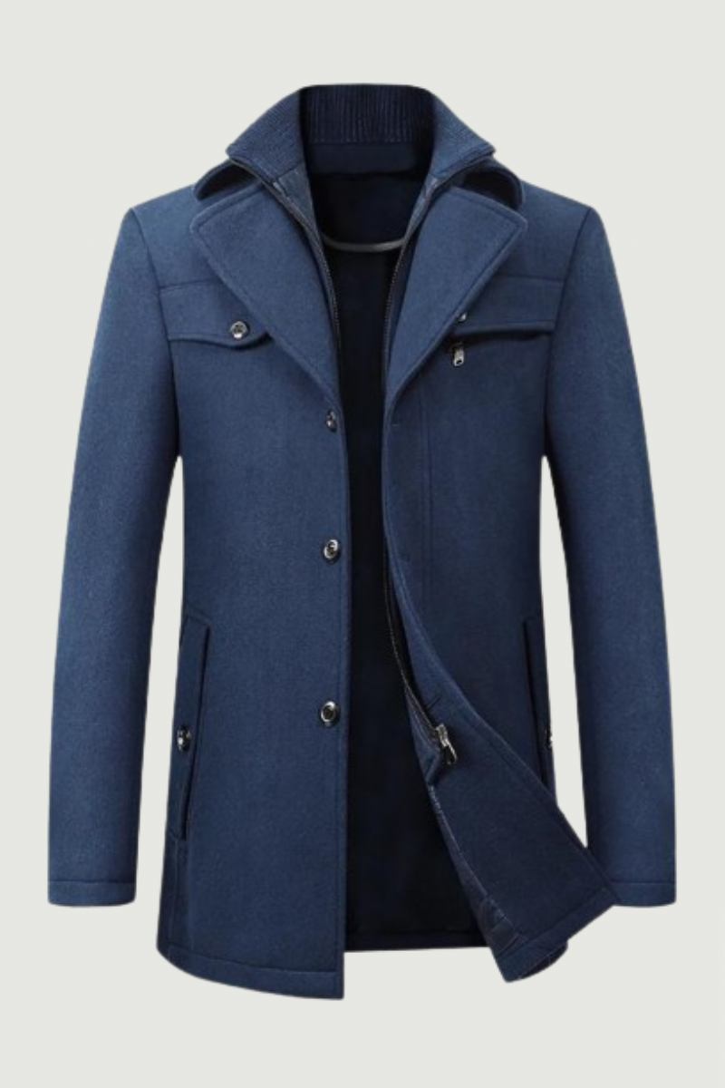 Winter-windjacke Aus Wolle Für Herren Einfarbiger Trenchcoat Schmale Passform Business-freizeit-wollmantel-mischgewebe