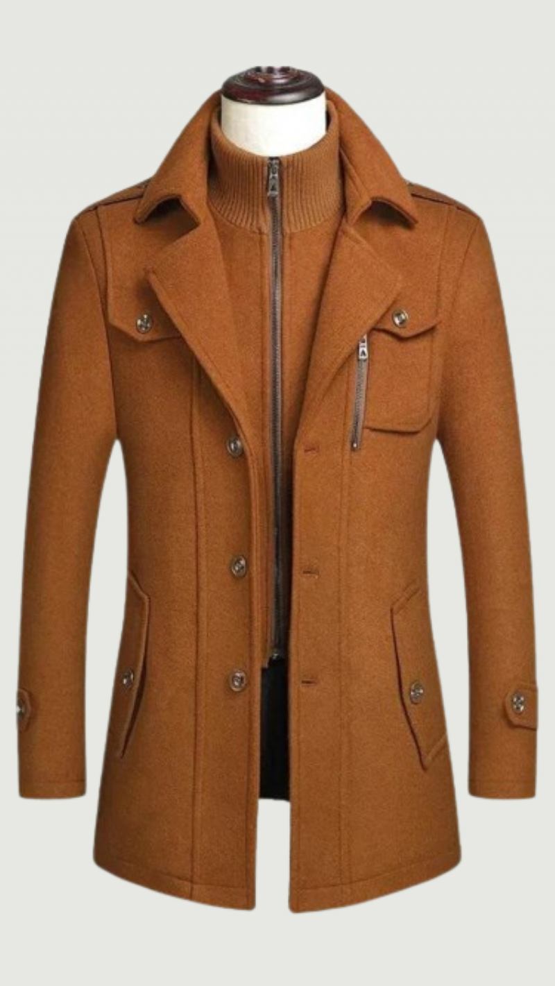 Winter-wollmantel Für Herren Jacke Mit Mittellangem Schalkragen Baumwollgefüttert Dicker Warmer Wollmantel Trenchcoat Für