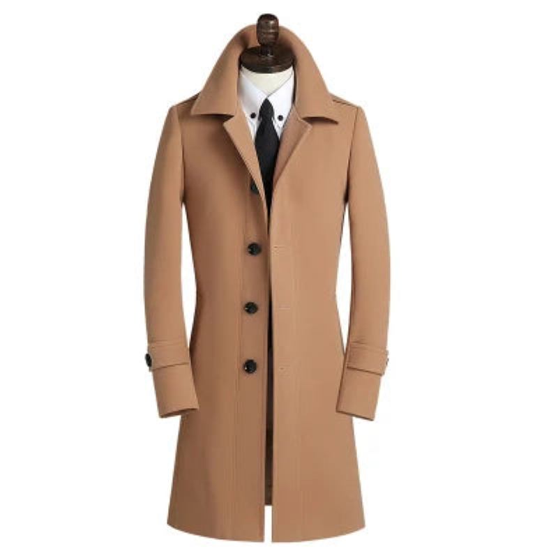 Winter Wollmantel Herrenmantel Lässig Kaschmir Thermo-trenchcoat Oberbekleidung - khaki