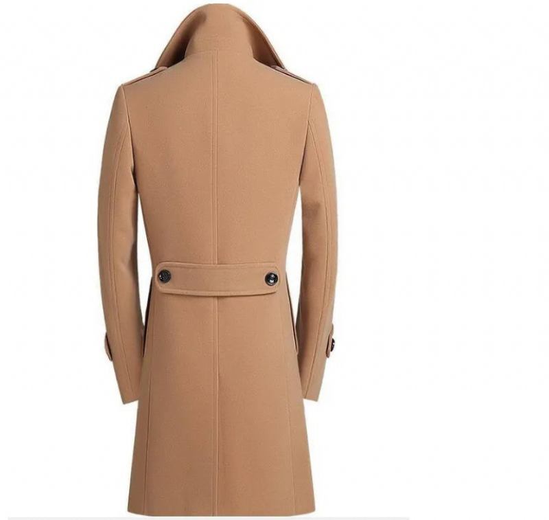 Winter Wollmantel Herrenmantel Lässig Kaschmir Thermo-trenchcoat Oberbekleidung - khaki