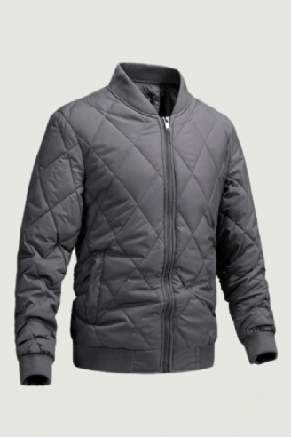 Winterjacke Für Herren Baseball-kragen Mesh Gepresst Leichte Jacke Vintage Flug Lässig Langärmelig