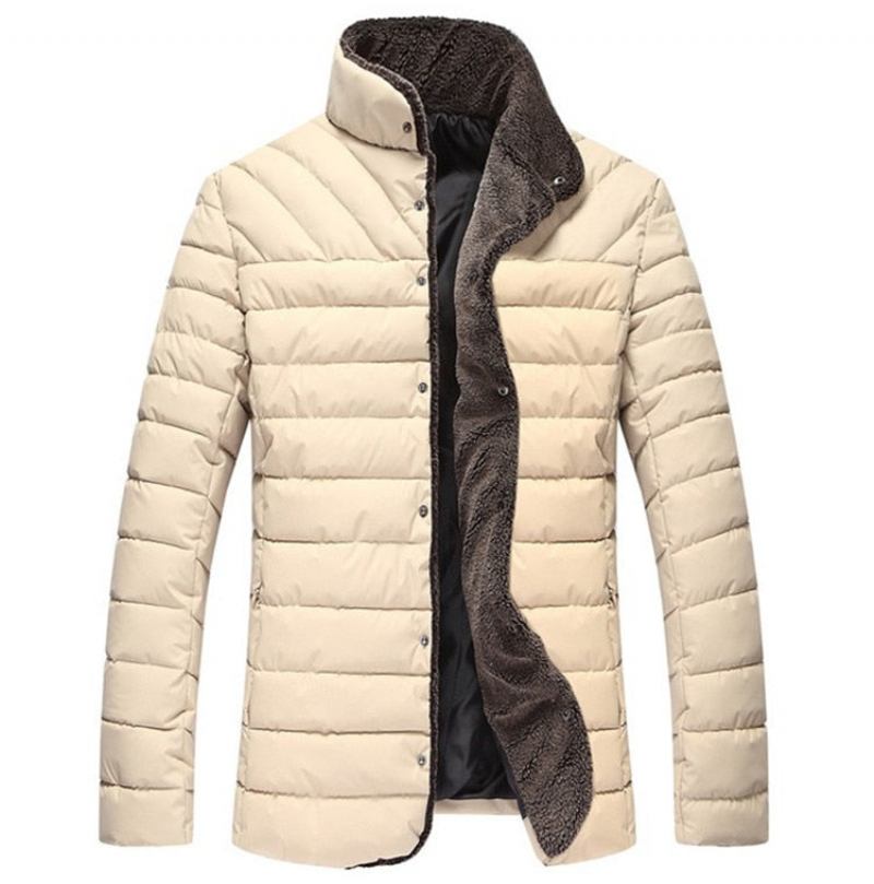 Winterjacke Für Herren Fleece Dicke Warme Jacke Parkas Wattierte Wintermäntel Für Herrenbekleidung - Schwarz