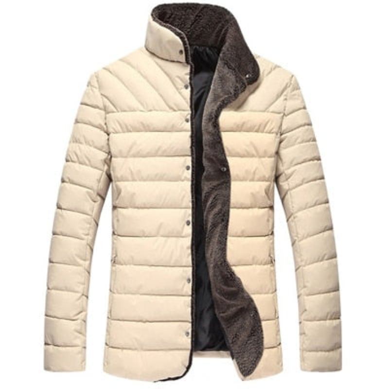 Winterjacke Für Herren Fleece Dicke Warme Jacke Parkas Wattierte Wintermäntel Für Herrenbekleidung - Schwarz