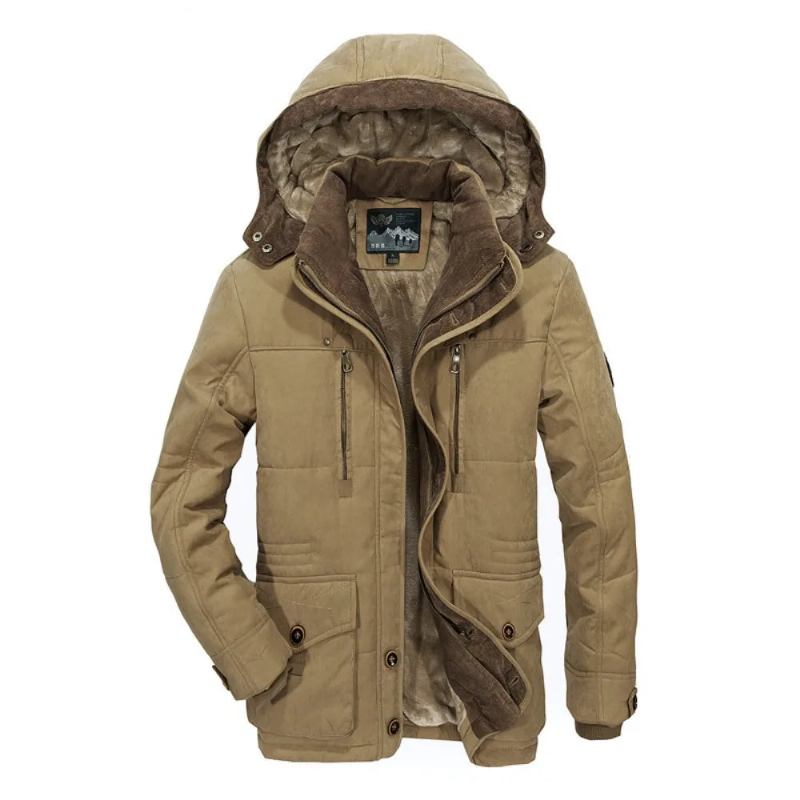 Winterjacke Für Herren Oberbekleidung Windjacke Militär Pelz Plüsch Dick Fleece Für - Kaffee