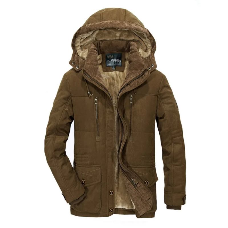 Winterjacke Für Herren Oberbekleidung Windjacke Militär Pelz Plüsch Dick Fleece Für - Kaffee