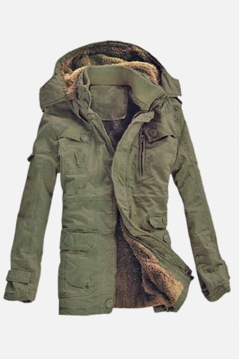 Winterjacke Herren Casual Dicker Samt Warme Jacken Parkas Baumwolle Windjacke Armee Kapuzenjacke Langer Trenchcoat