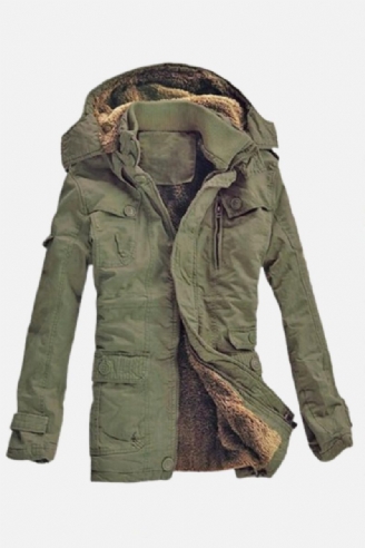 Winterjacke Herren Casual Dicker Samt Warme Jacken Parkas Baumwolle Windjacke Armee Kapuzenjacke Langer Trenchcoat