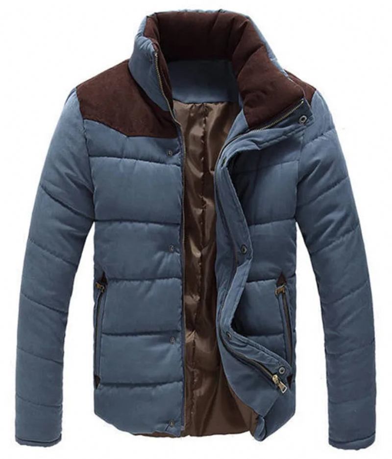 Winterjacke Herren Warme Lässige Baumwollmäntel Oberbekleidung - Blau