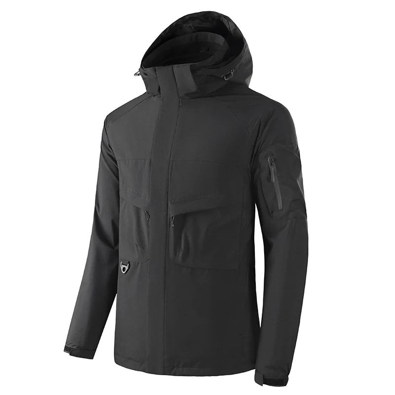 Winterjacken Für Herren Motorradjacke Kleidung Parkas Herrenmantel Varsity Oberbekleidung - Schwarz