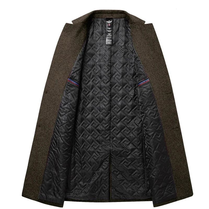 Wintermantel Für Herren Lässige Taschen Luxuriöse Herrenbekleidung Warmer Trenchcoat Bequeme Oberbekleidung - schwarz