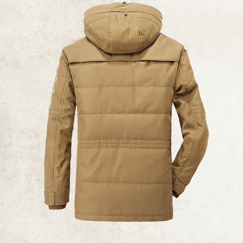 Winterparkas Für Herren Warme Baumwollgefütterte Jacke Fleece Mit Pelzparkas - DUNKELBLAU