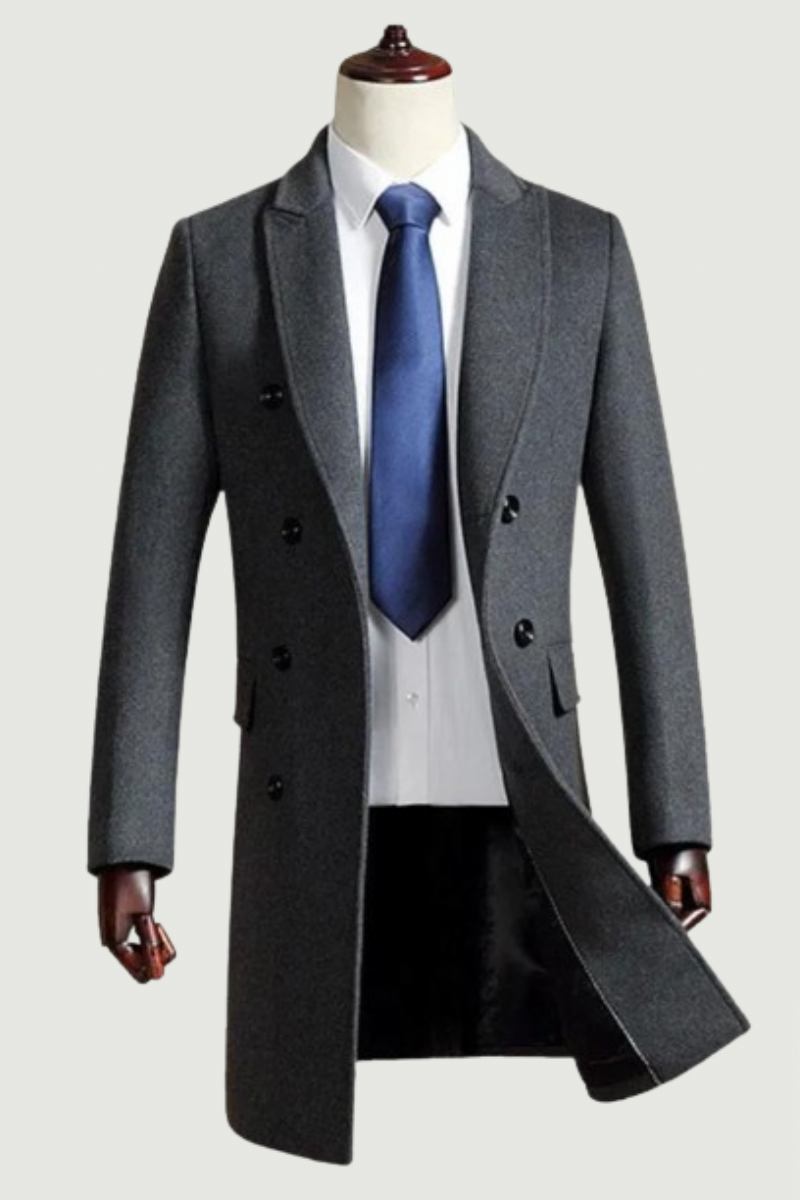 Wolljacke Für Den Winter Zweireihig Langer Abschnitt Dicker Mantel Business-wollmantel Mit Revers Schmale Trenchcoat-windjacke