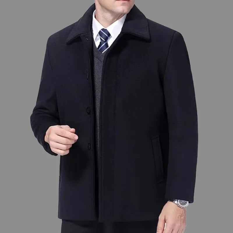 Wollmantel Für Herren Business-casual-trenchcoat Mantel Für Dick - Marineblau