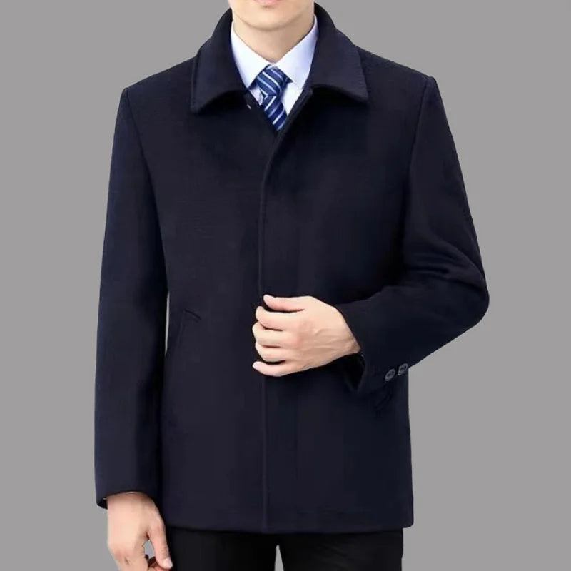 Wollmantel Für Herren Business-casual-trenchcoat Mantel Für Dick - Marineblau