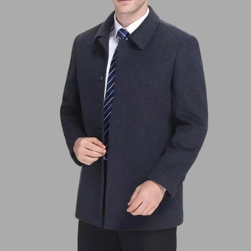 Wollmantel Für Herren Business-casual-trenchcoat Mantel Für Dick - Marineblau