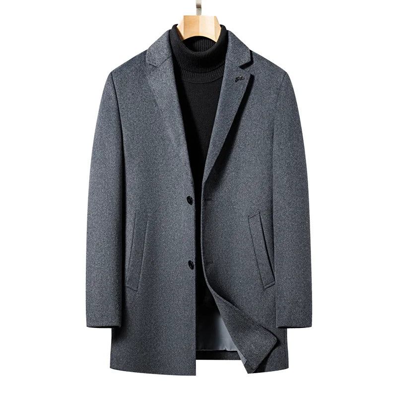 Wollmantel Herren Business Casual Trenchcoat Mantel Dick - Grau