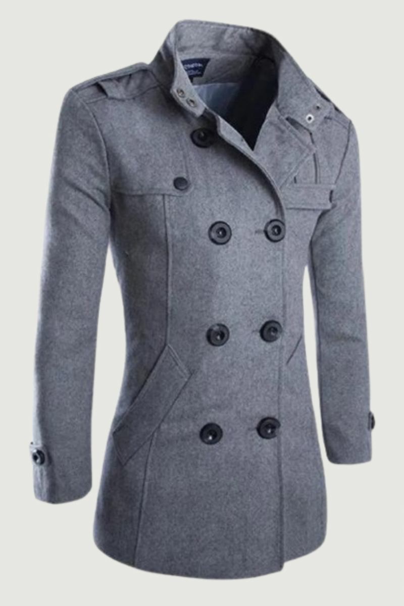 Zweireihige Trenchcoats Für Herren Winterjacken Aus Mischgewebe Warmer Mantel Mittellange Business-freizeitjacke Für