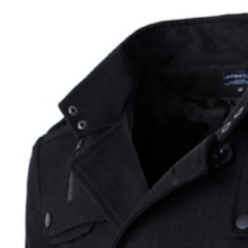 Zweireihige Trenchcoats Für Herren Winterjacken Aus Mischgewebe Warmer Mantel Mittellange Business-freizeitjacke Für - Schwarz