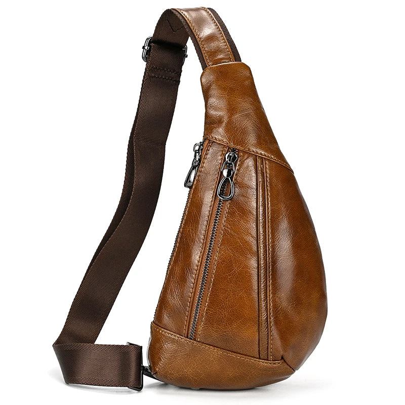 Brusttasche Aus Echtem Leder Für Herren Sommer-umhängetasche Reise-umhängetasche Umhängetasche Zum Reiten - Braun