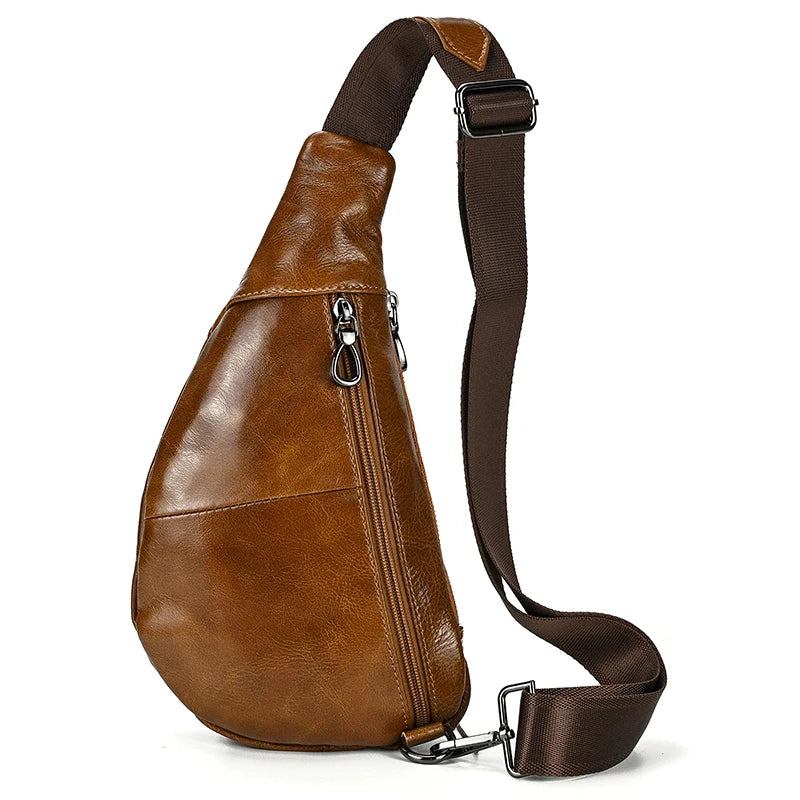 Brusttasche Aus Echtem Leder Für Herren Sommer-umhängetasche Reise-umhängetasche Umhängetasche Zum Reiten - Braun