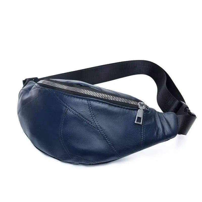 Damen Ledertasche Sac Bauchtasche Sac Femme Packs Hüfttasche Brusttasche - Blau