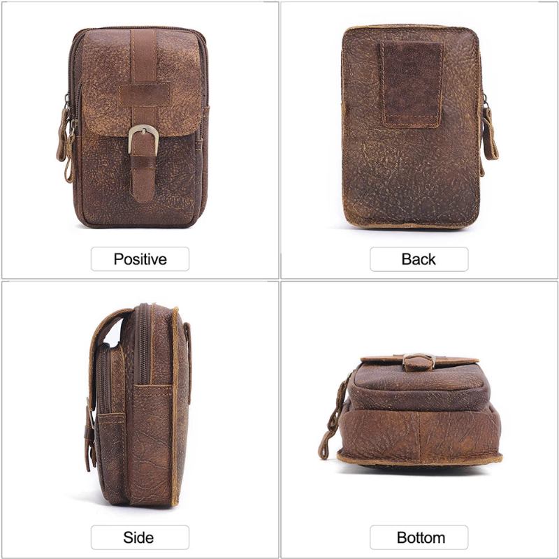 Echtes Leder Herren-hüfttaschen Vintage-hüfttasche Geldgürteltasche Für Herren - Braun