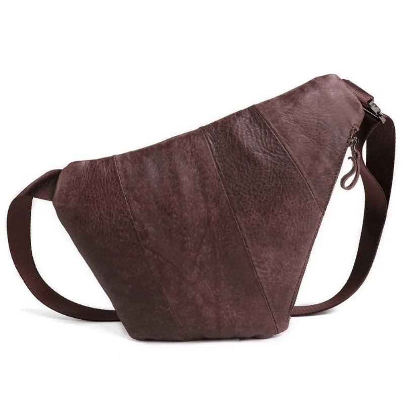 Echtes Leder Herren Messenger Bag Lässige Umhängetasche Herrenhandtasche Brusttasche Schultertasche - Schwarz