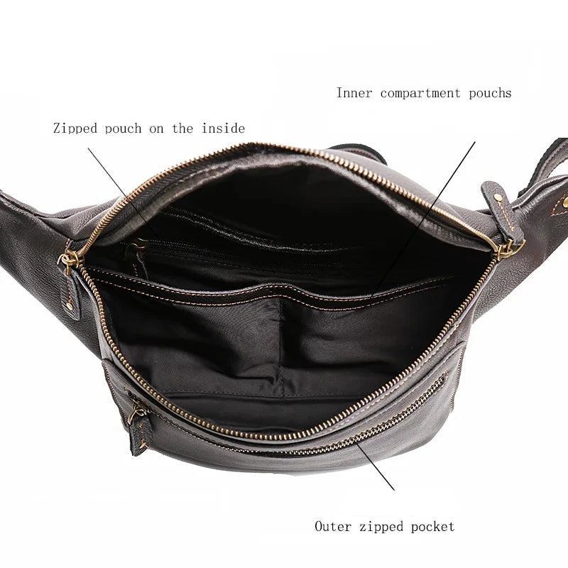 Grenzüberschreitende Gürteltasche Aus Leder Für Herren Umhängetasche Für Einzelne Brusttasche Für Outdoor-reiten - Dunkelbraun