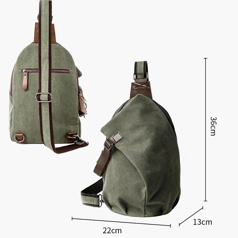 Herren-brusttasche Canvas-umhängetasche Reißverschluss Strapazierfähige Freizeit-umhängetasche - Grau