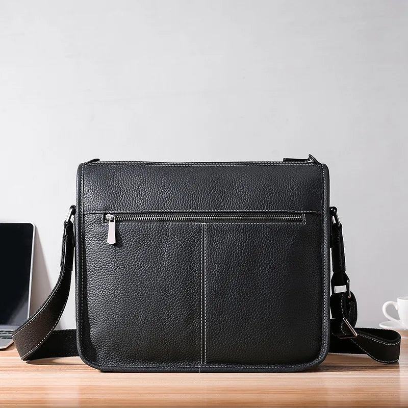 Herren Echtleder Messenger Bags Business Umhängetaschen Ledertaschen - Schwarz