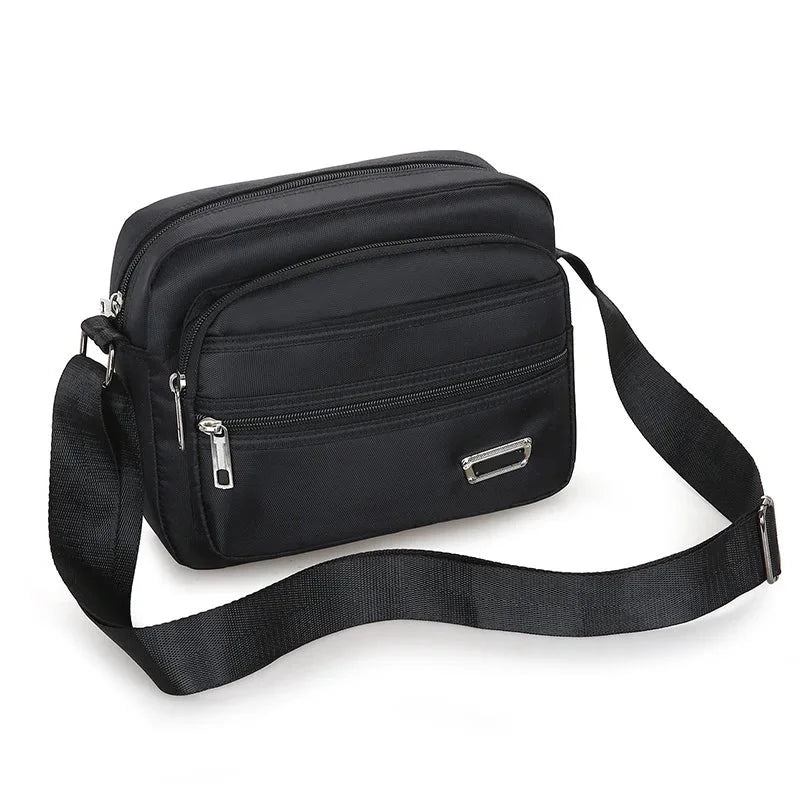 Herren Messenger Bag Mini Business Schultertaschen Lässige Umhängetaschen Mehrschichtig - Schwarz