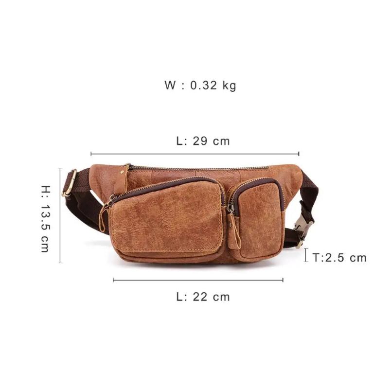 Hüfttaschen Aus Echtem Leder Für Herren Gürteltaschen Brusttasche Für Männer Schulter-umhängetasche Für Reisetasche - Braun