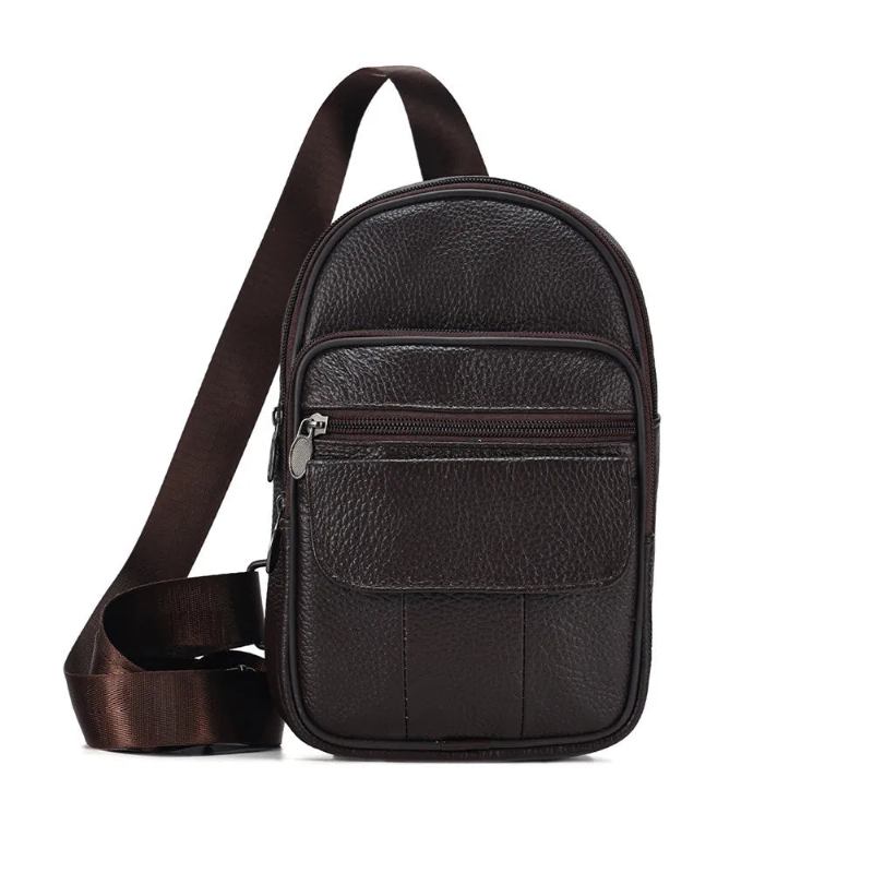 Lässige Umhängetasche Aus Leder Für Herren Trendige Für Männer Brusttasche Für Reisen - Schwarz