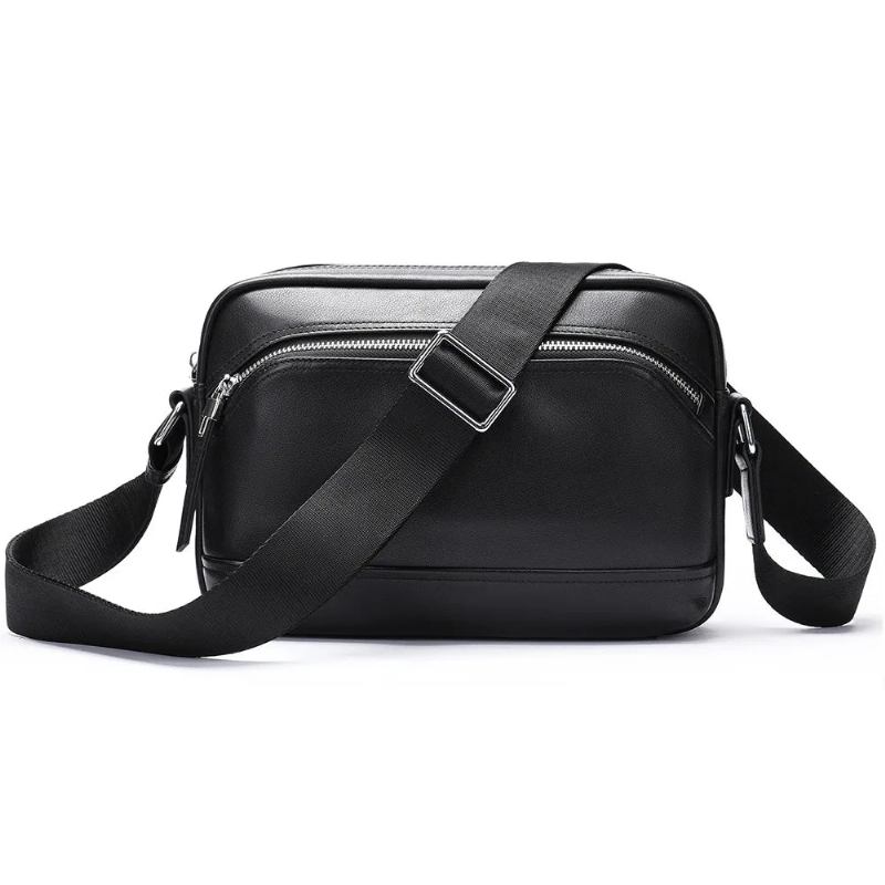 Leder Cross Herren Tasche Top Schicht Schultertasche Persönlichkeit Schulter Geldbörsen Und Handtaschen - schwarz