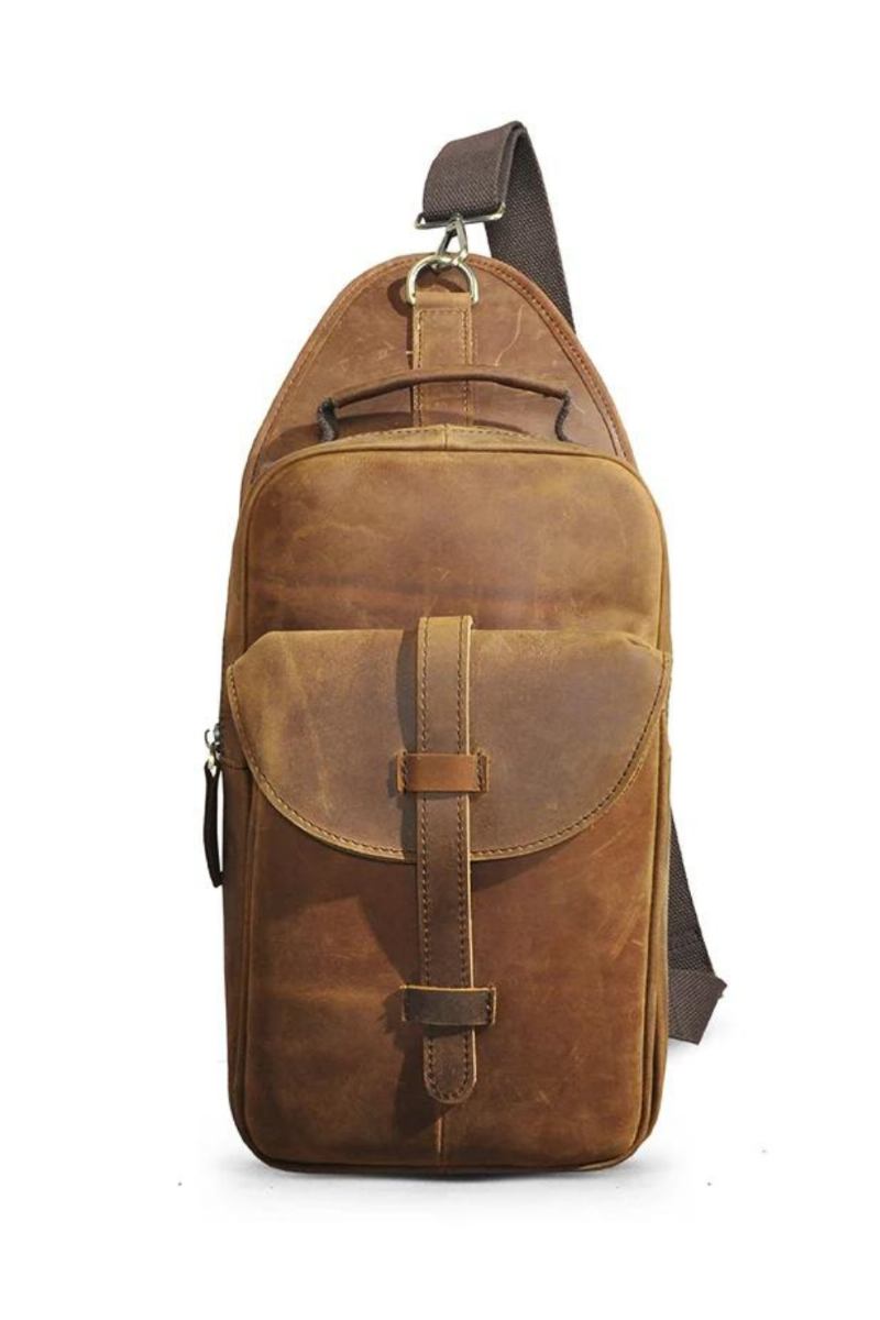 Leder Retro-brusttasche Schultertasche Design Reise Umhängetasche Rucksack Für Männer