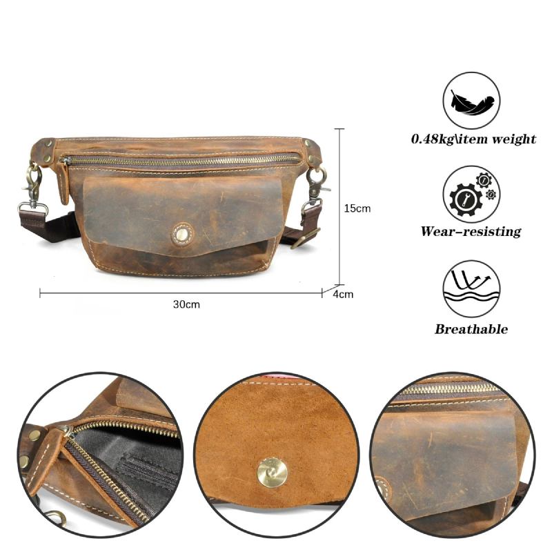 Reise-retro-hüfttasche Hüfttasche Brusttasche Schultertasche Aus Leder Design Für Herren - Braun