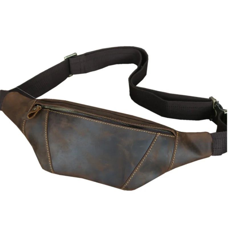 Retro-hüfttasche Aus Leder Für Herren Mit Umhängetasche Outdoor-sport Radfahren Herrentasche - Dunkelbraun