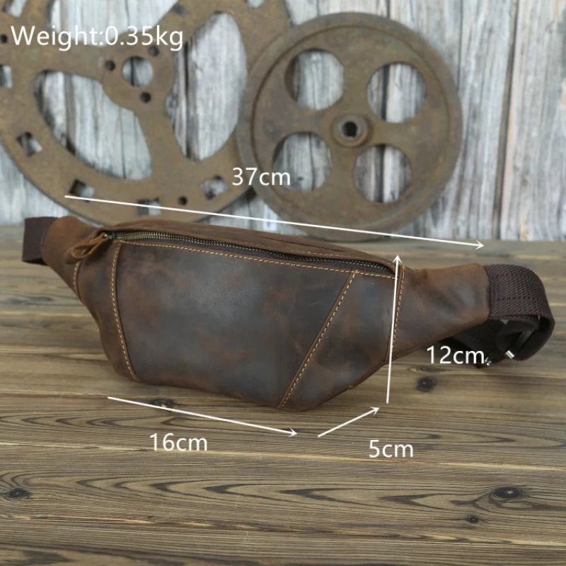 Retro-hüfttasche Aus Leder Für Herren Mit Umhängetasche Outdoor-sport Radfahren Herrentasche - Dunkelbraun