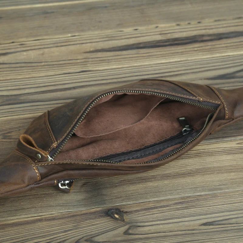 Retro-hüfttasche Aus Leder Für Herren Mit Umhängetasche Outdoor-sport Radfahren Herrentasche - Dunkelbraun