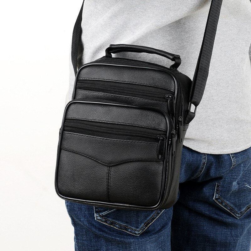 Schwarze Umhängetasche Für Herren Luxuriöse Wasserdichte Lederhandtasche Für Geschäftsleute Multifunktionale Mit Großem Fassungsvermögen - Stil A