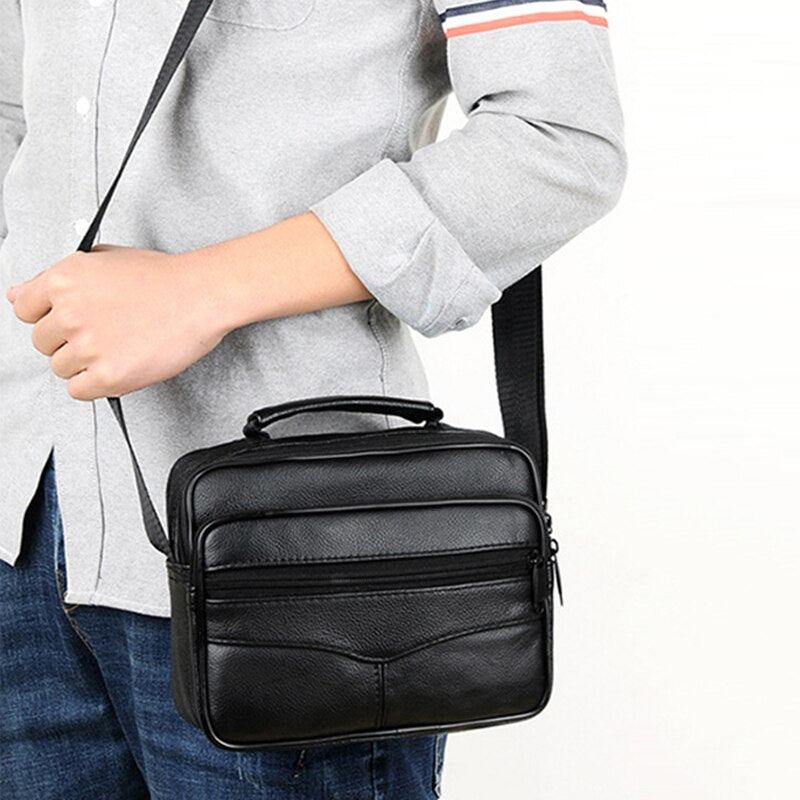 Schwarze Umhängetasche Für Herren Luxuriöse Wasserdichte Lederhandtasche Für Geschäftsleute Multifunktionale Mit Großem Fassungsvermögen - Stil A