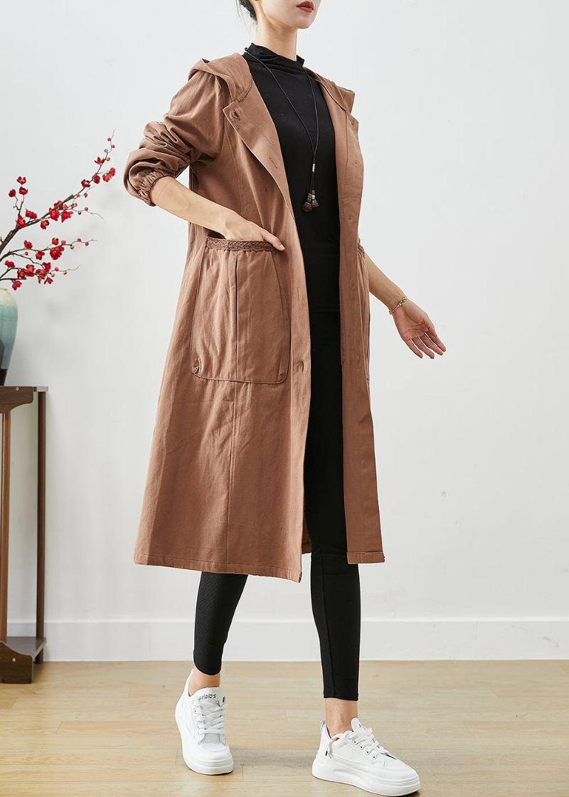 Art Coffee Kapuzentaschen Baumwoll Trenchcoats Herbst - Damen-Trenchcoats