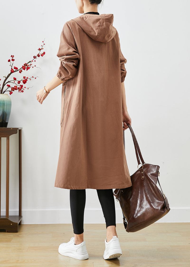 Art Coffee Kapuzentaschen Baumwoll Trenchcoats Herbst - Damen-Trenchcoats