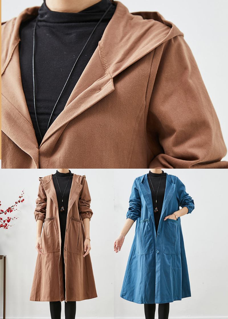 Art Coffee Kapuzentaschen Baumwoll Trenchcoats Herbst - Damen-Trenchcoats