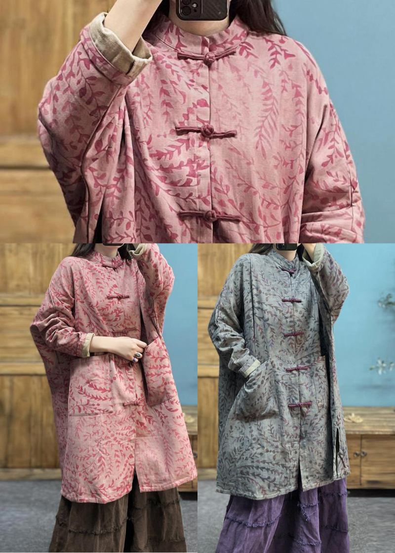 Baumwoll-trenchcoat Mit Blauem Print Und Chinesischen Knöpfen Frühling - Damen-Trenchcoats