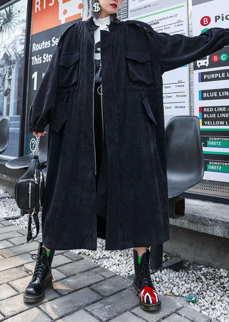 Bio-reißverschluss Mode Mäntel Frauen Schwarz Plus Größe Kleidung Oberbekleidung Herbst - schwarz