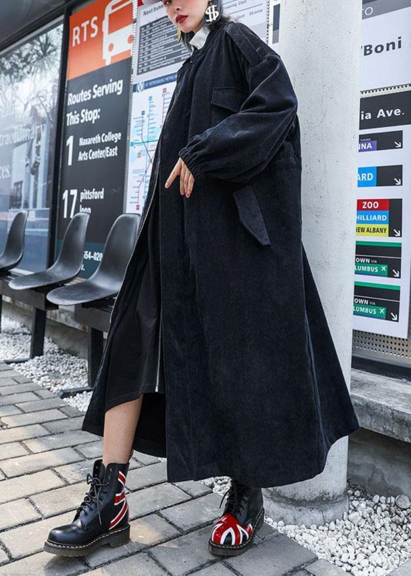 Bio-reißverschluss Mode Mäntel Frauen Schwarz Plus Größe Kleidung Oberbekleidung Herbst - schwarz